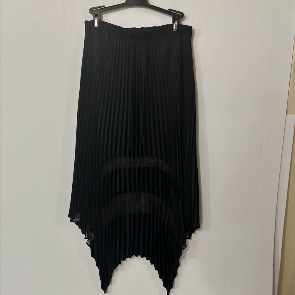 The Kooples Black High-Low Pleated Skirt